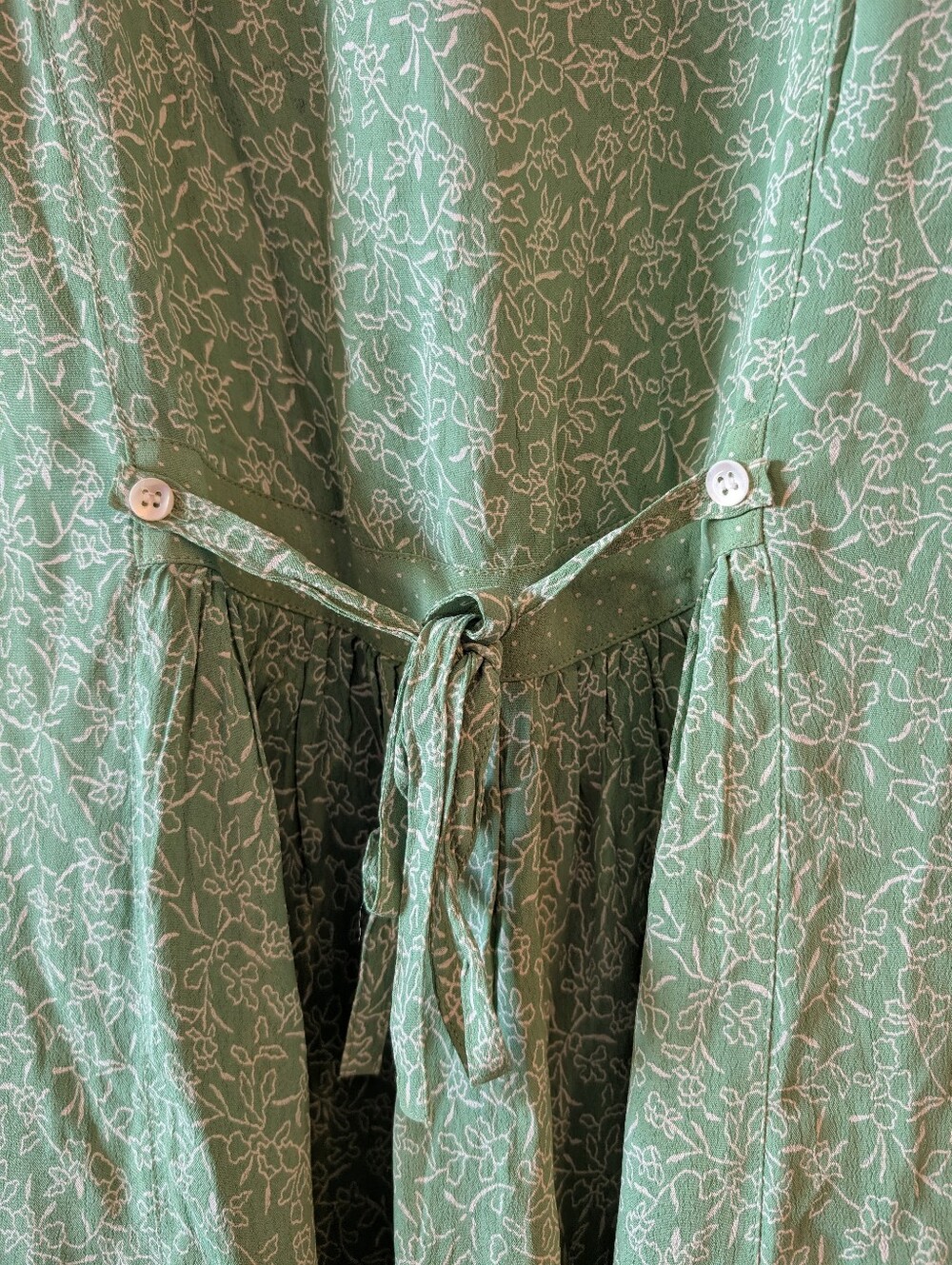 April Cornell Sleeveless Green Button-Front Maxi Dress - Picture 3 of 4